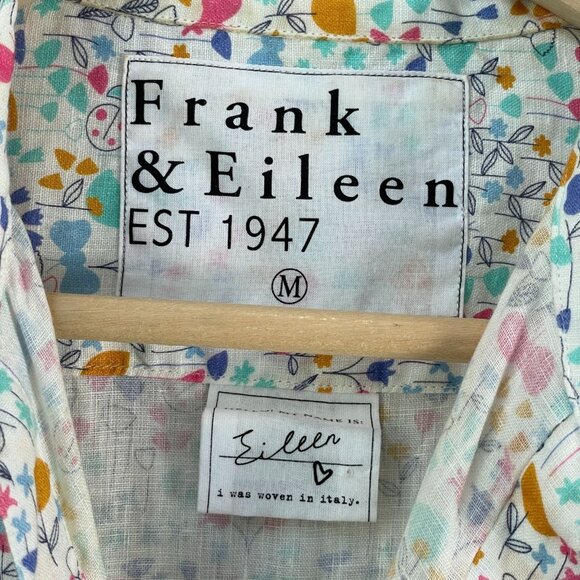 Frank & Eileen Womens Medium 100% Linen Floral Button Up Shirt Long Sleeve Top - Picture 5 of 13